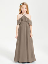 Off-the-Shoulder Long Dresses for Junior Bridesmaids Taupe
