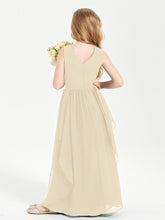Boho Sleeveless Junior Chiffon Bridesmaids Gown Champagne