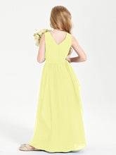 Boho Sleeveless Junior Chiffon Bridesmaids Gown Daffodil