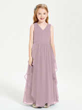 Boho Sleeveless Junior Chiffon Bridesmaids Gown Dusk
