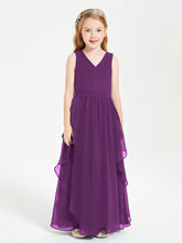 Boho Sleeveless Junior Chiffon Bridesmaids Gown Grape