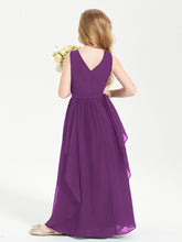 Boho Sleeveless Junior Chiffon Bridesmaids Gown Grape