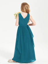 Boho Sleeveless Junior Chiffon Bridesmaids Gown Ink Blue