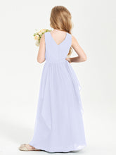 Boho Sleeveless Junior Chiffon Bridesmaids Gown Lavender