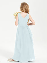 Boho Sleeveless Junior Chiffon Bridesmaids Gown Mist