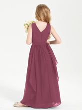 Boho Sleeveless Junior Chiffon Bridesmaids Gown Mulberry