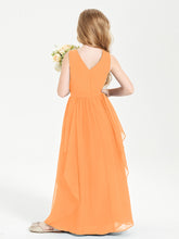 Boho Sleeveless Junior Chiffon Bridesmaids Gown Orange