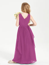 Boho Sleeveless Junior Chiffon Bridesmaids Gown Orchid