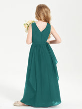 Boho Sleeveless Junior Chiffon Bridesmaids Gown Peacock