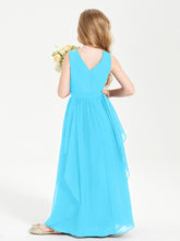 Boho Sleeveless Junior Chiffon Bridesmaids Gown Pool