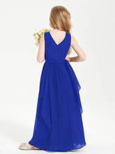 Boho Sleeveless Junior Chiffon Bridesmaids Gown Royal Blue