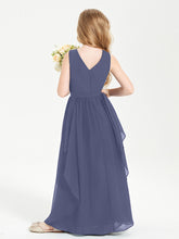 Boho Sleeveless Junior Chiffon Bridesmaids Gown Stormy