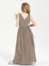 Boho Sleeveless Junior Chiffon Bridesmaids Gown Taupe