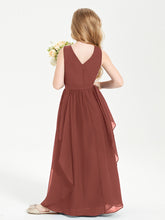 Boho Sleeveless Junior Chiffon Bridesmaids Gown Terracotta