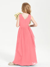 Boho Sleeveless Junior Chiffon Bridesmaids Gown Watermelon