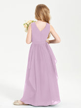 Boho Sleeveless Junior Chiffon Bridesmaids Gown Wisteria