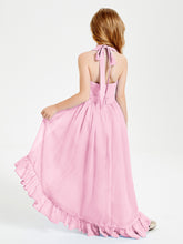 Trendy Boho Junior Bridesmaid Dresses Asymmetrical Cascading Skirt Candy Pink