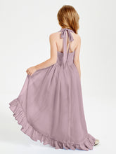 Trendy Boho Junior Bridesmaid Dresses Asymmetrical Cascading Skirt Dusk