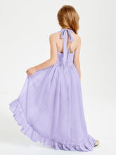 Trendy Boho Junior Bridesmaid Dresses Asymmetrical Cascading Skirt Lilac