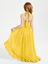 Trendy Boho Junior Bridesmaid Dresses Asymmetrical Cascading Skirt Marigold