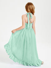 Trendy Boho Junior Bridesmaid Dresses Asymmetrical Cascading Skirt Mint Green