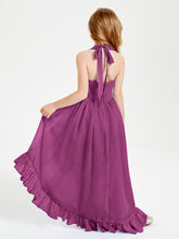 Trendy Boho Junior Bridesmaid Dresses Asymmetrical Cascading Skirt Orchid