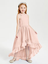 Trendy Boho Junior Bridesmaid Dresses Asymmetrical Cascading Skirt Pearl Pink
