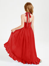 Trendy Boho Junior Bridesmaid Dresses Asymmetrical Cascading Skirt Red