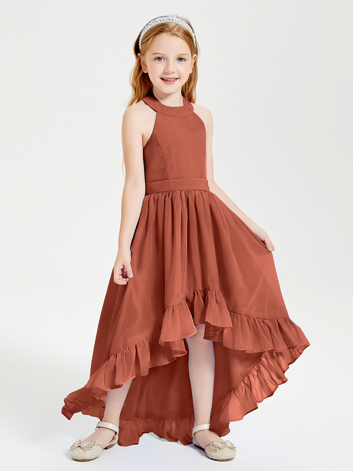 Orange junior cheap bridesmaid dresses