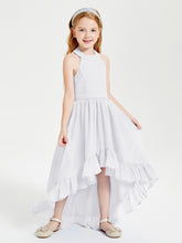 Trendy Boho Junior Bridesmaid Dresses Asymmetrical Cascading Skirt White