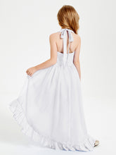 Trendy Boho Junior Bridesmaid Dresses Asymmetrical Cascading Skirt White