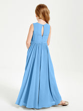 Chic Elegant Sleeveless Dresses for Junior Bridesmaids Blue