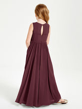 Chic Elegant Sleeveless Dresses for Junior Bridesmaids Cabernet