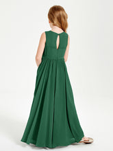 Chic Elegant Sleeveless Dresses for Junior Bridesmaids Dark Green