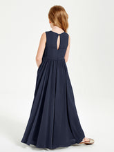 Chic Elegant Sleeveless Dresses for Junior Bridesmaids Dark Navy