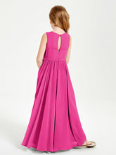 Chic Elegant Sleeveless Dresses for Junior Bridesmaids Fuchsia