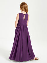 Chic Elegant Sleeveless Dresses for Junior Bridesmaids Grape