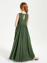 Chic Elegant Sleeveless Dresses for Junior Bridesmaids Olive Green