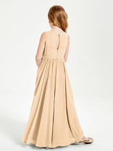 Chic Elegant Sleeveless Dresses for Junior Bridesmaids Peach