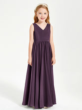 Chic Elegant Sleeveless Dresses for Junior Bridesmaids Plum