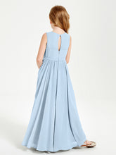 Chic Elegant Sleeveless Dresses for Junior Bridesmaids Sky Blue