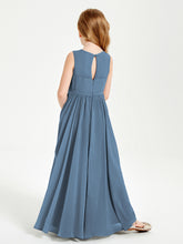 Chic Elegant Sleeveless Dresses for Junior Bridesmaids Slate Blue