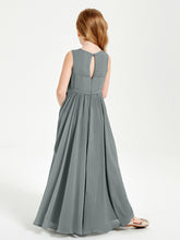 Chic Elegant Sleeveless Dresses for Junior Bridesmaids Steel Grey