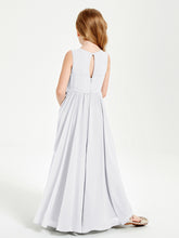 Chic Elegant Sleeveless Dresses for Junior Bridesmaids White