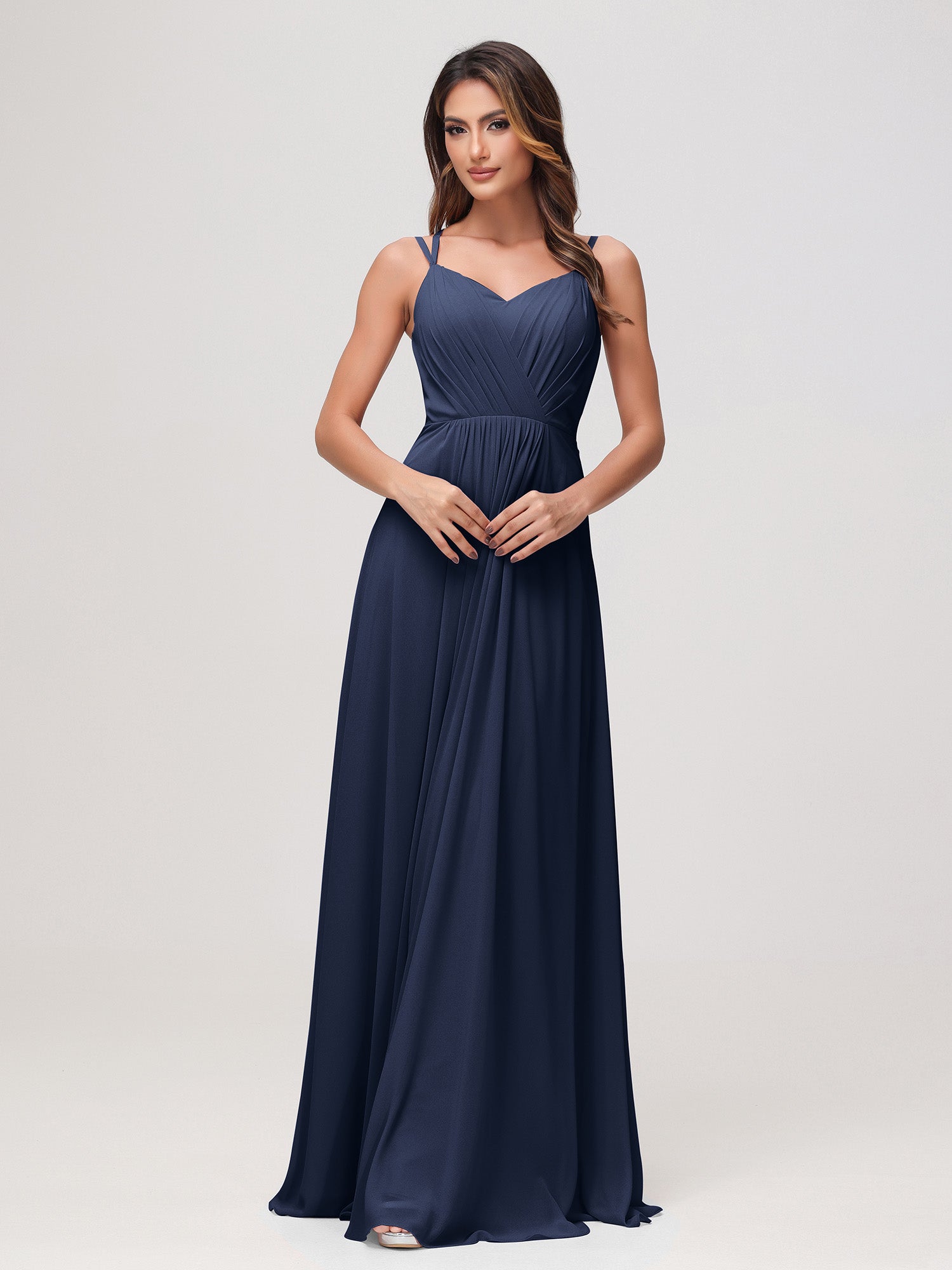 Sweetheart A-Line Ruched Chiffon Dress Wisteria