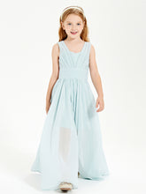 Long V-neck Junior Bridesmaid Dresses Mist