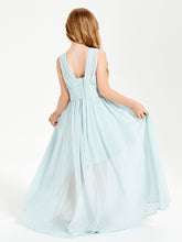 Long V-neck Junior Bridesmaid Dresses Mist