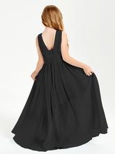 Long V-neck Junior Bridesmaid Dresses Black