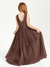 Long V-neck Junior Bridesmaid Dresses Chocolate