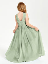 Long V-neck Junior Bridesmaid Dresses Dusty Sage
